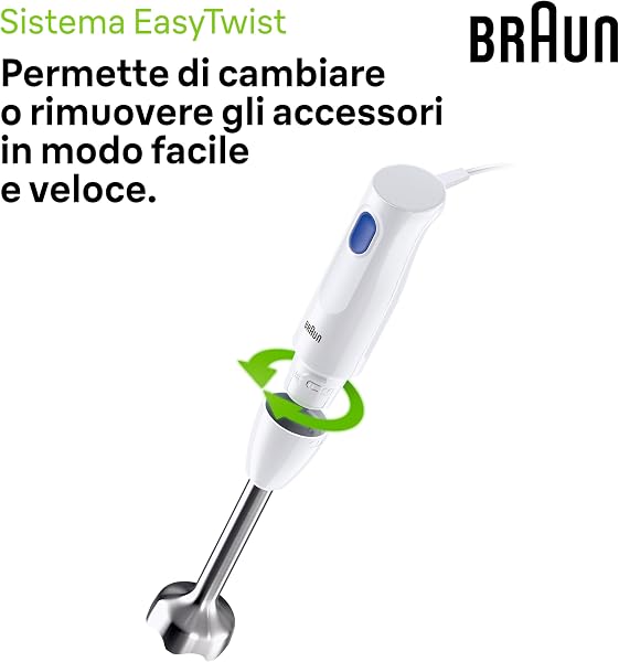 Braun MultiQuick 1 MQ10.001MWH Lightweight Immersion Blender, EasyTwist Technology, 600 ml Glass Included, 450W, Steel, White - 5