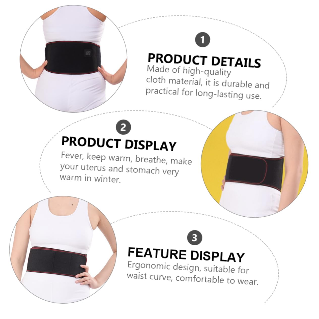 FOMIYES Waist Heating Pad Practical Waist Pad Back Belt Heatable Waist Wrap for Lumbar Strain Relief Lightweight