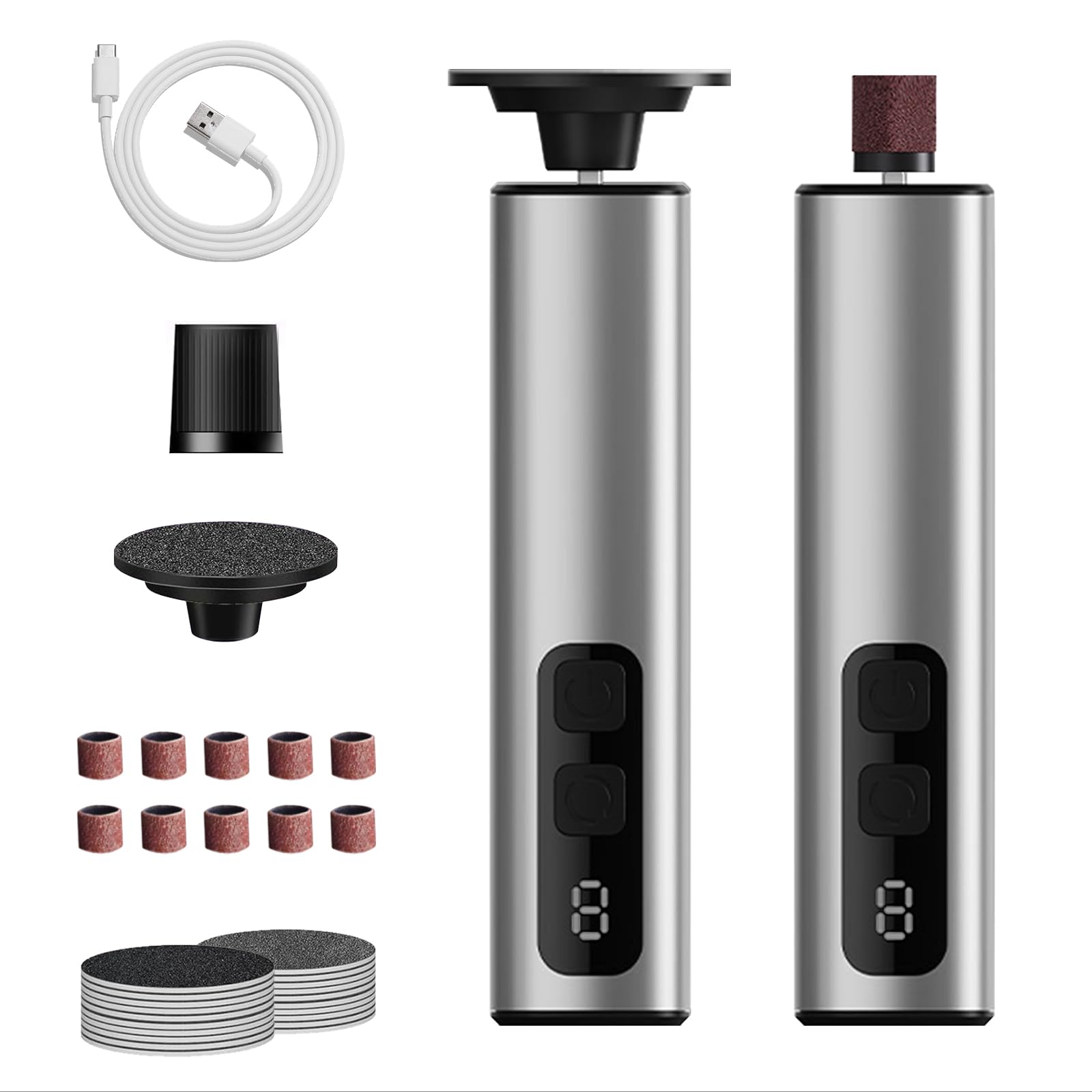 Removedor eléctrico de callos para pies, recargable de 1800 mAh, herramienta de pedicura de 500 RPM con par de torsión de 3,5 kg, lima de pies ultra silenciosa de 68 dB para una piel suave (gris)