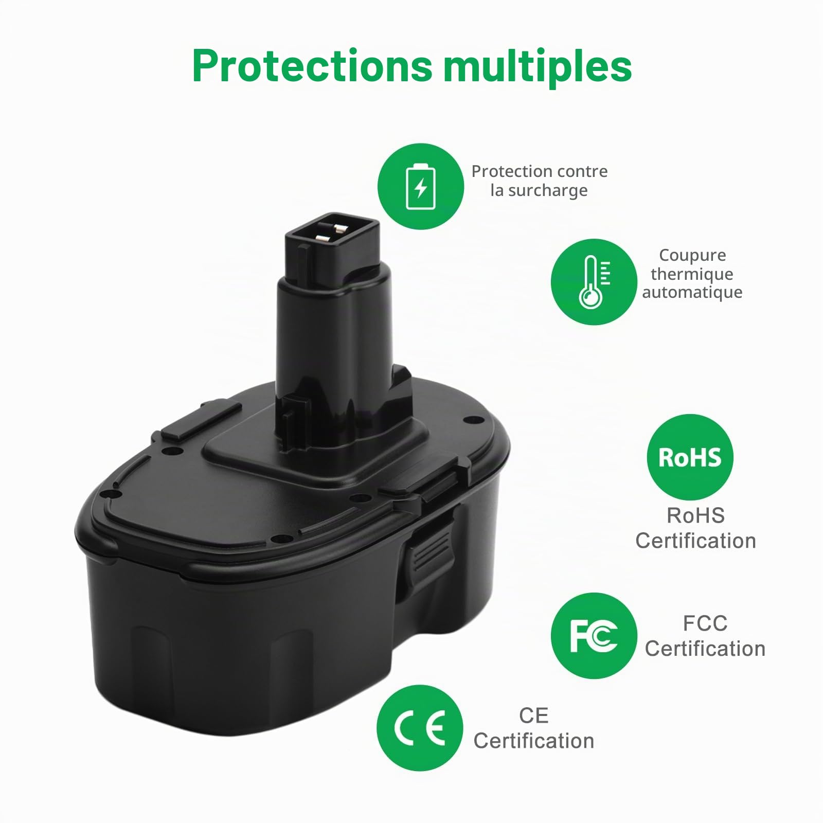 18V 4000mAh Ni-MH Batterie pour Dewalt DC9096 DE9503 DE9095 DE9096 DE9093 DE9098 DW9098 DCD925 DC390 DC618 DC410 DC212 DC411B DW056 DCS331B DCF059KL DCD760B DC988