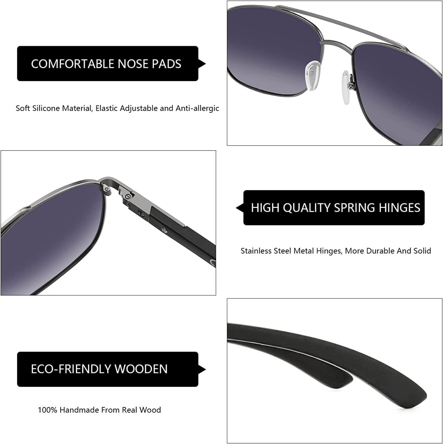 ZENOTTIC Aviator Wood Polarized Sunglasses for Men 100% UV Protection Fishing Driving Golf - Image 5