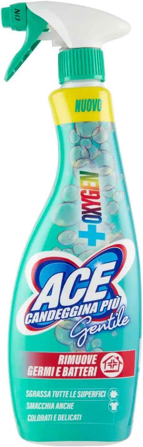 5x ACE Candeggina Più Gentile + Oxygen Spray, Entfetter für Oberflächen und Flecken, 650 ml,+ Italy Shop Service Kostenloser Schlüsselanhänger