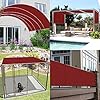 TANG 11' x 11' Waterproof Shade Cloth with Grommets, Sun Shade Sail Rectangle Straight Side, 260 GSM UV Block Fabric Patio Canopy for Deck Carport Backyard Pergola Cover, Red #2