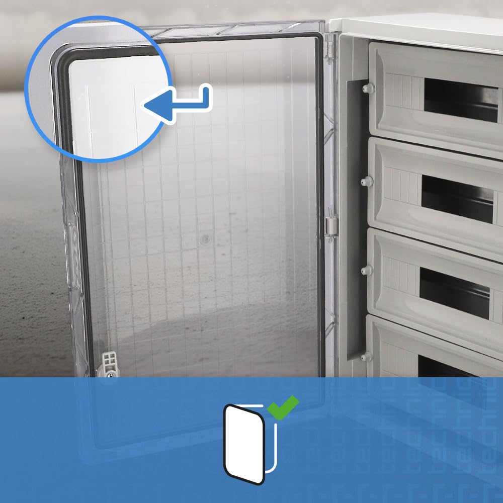 EDO Verteilerkasten Aufputz ABS 4-Reihig für 68 Module 400x600x200 mm IP65 | Sicherungskasten mit DIN-Schiene, Transparente PC-Tür, IK10, Grau - Stromkasten für Elektroinstallationen, Verteilerkasten