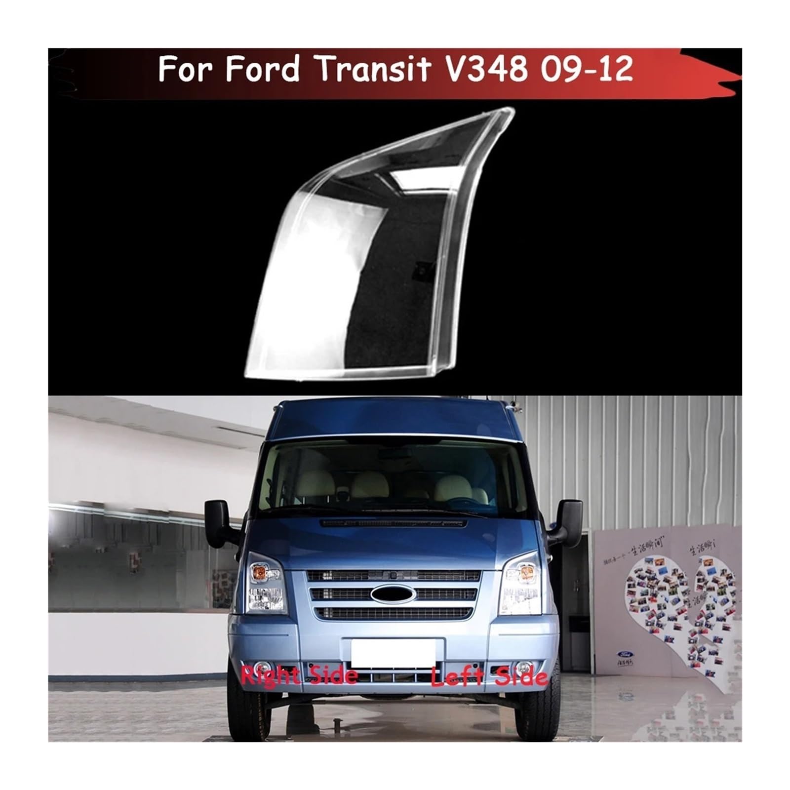 Windzerdong 1pair Car Transparent Lampcover For Fords Transit V348 2009 2010 2011 2012 Lampshade Caps Shell Auto Light Glass Lens Headlight Cover