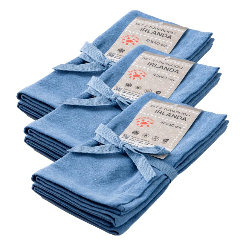 Set da 6 Tovaglioli in Cotone Disponibili in più Colori, Set Tovaglioli Stoffa Lavabili Quadrati Tinta Unita (Carta da Zucchero)