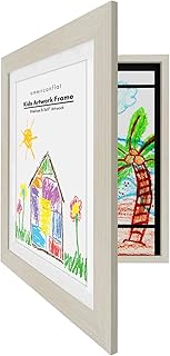 Americanflat Front Loading Kids Art Frame in Light Wood - 8.5x11 Picture Frame with Mat and 10x12.5 Without Mat - Kids Artwork Frames Changeable Display - Frames for Kids Artwork Holds 100 Pieces