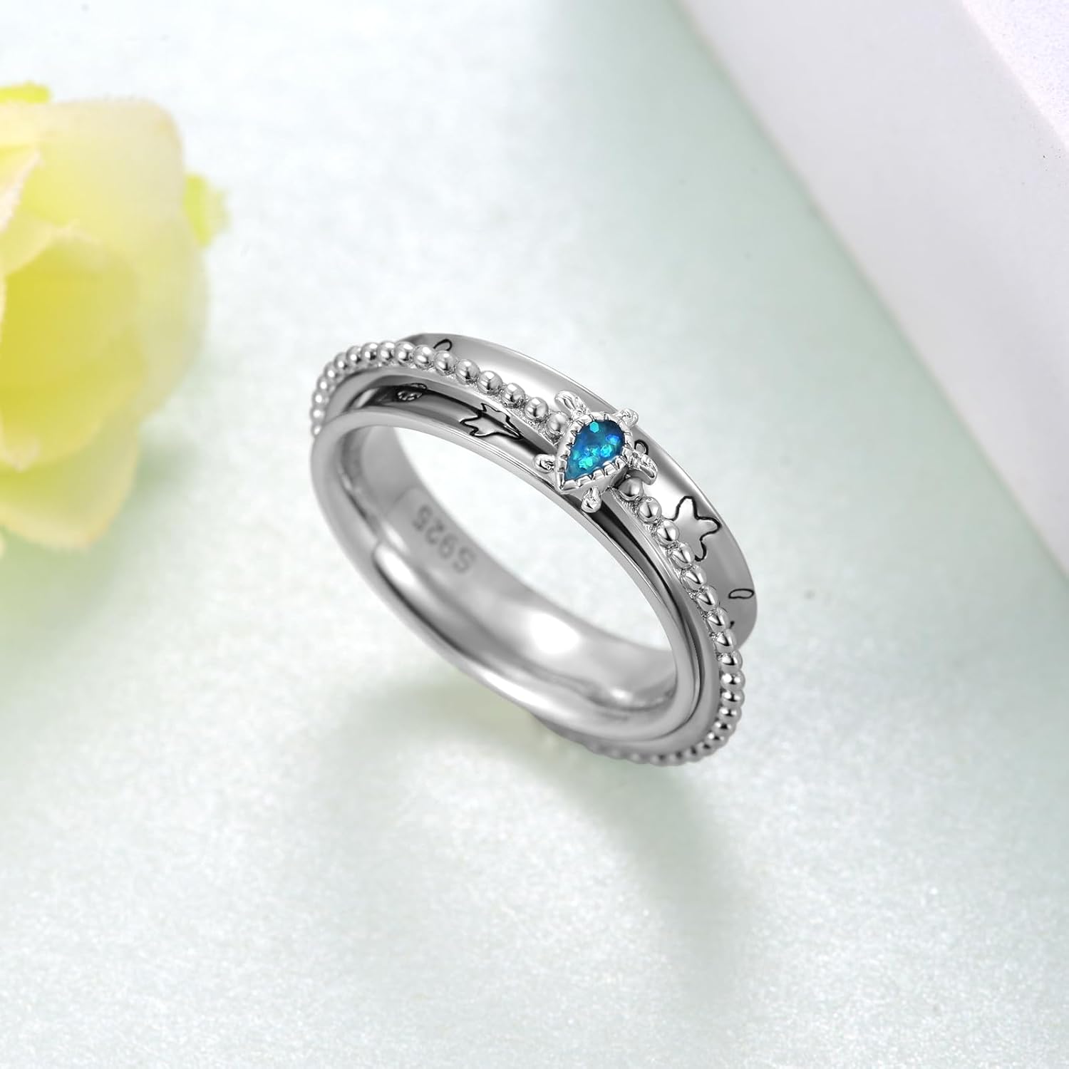 Fidget Ring 925 Sterling Silver Turtle Spinner Rings Ocean Sea Turtles Anxiety Rings for Women Sea Turtle Gifts - Image 3