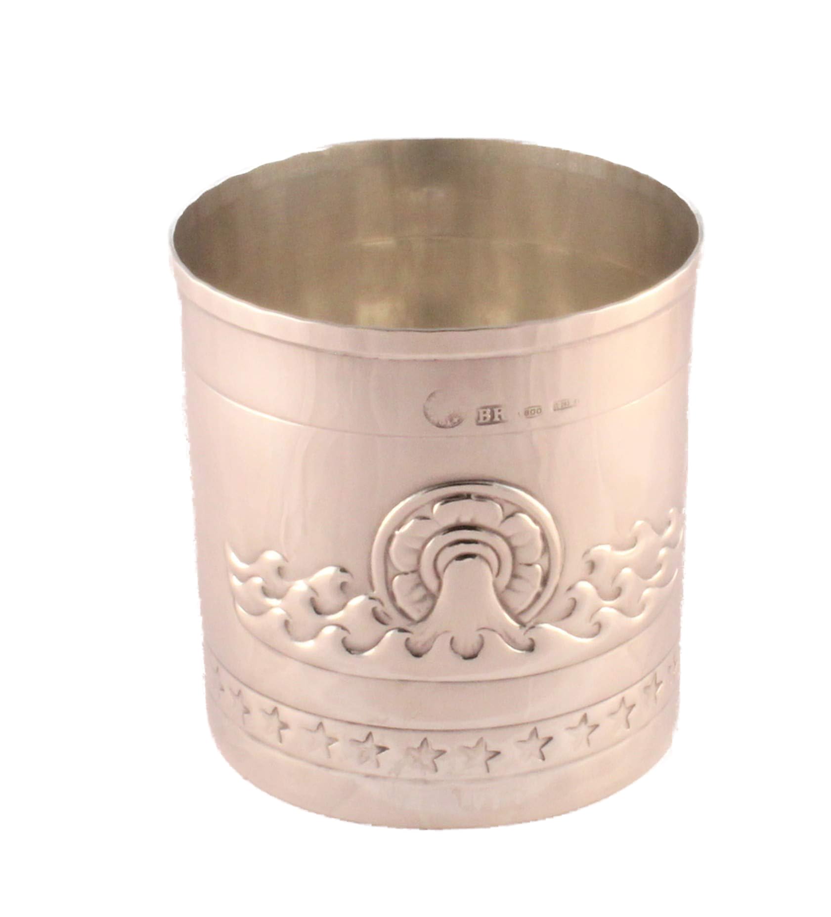 Brandimarte Porta-penne in argento 800 con decorazione zodiacale Acquario.