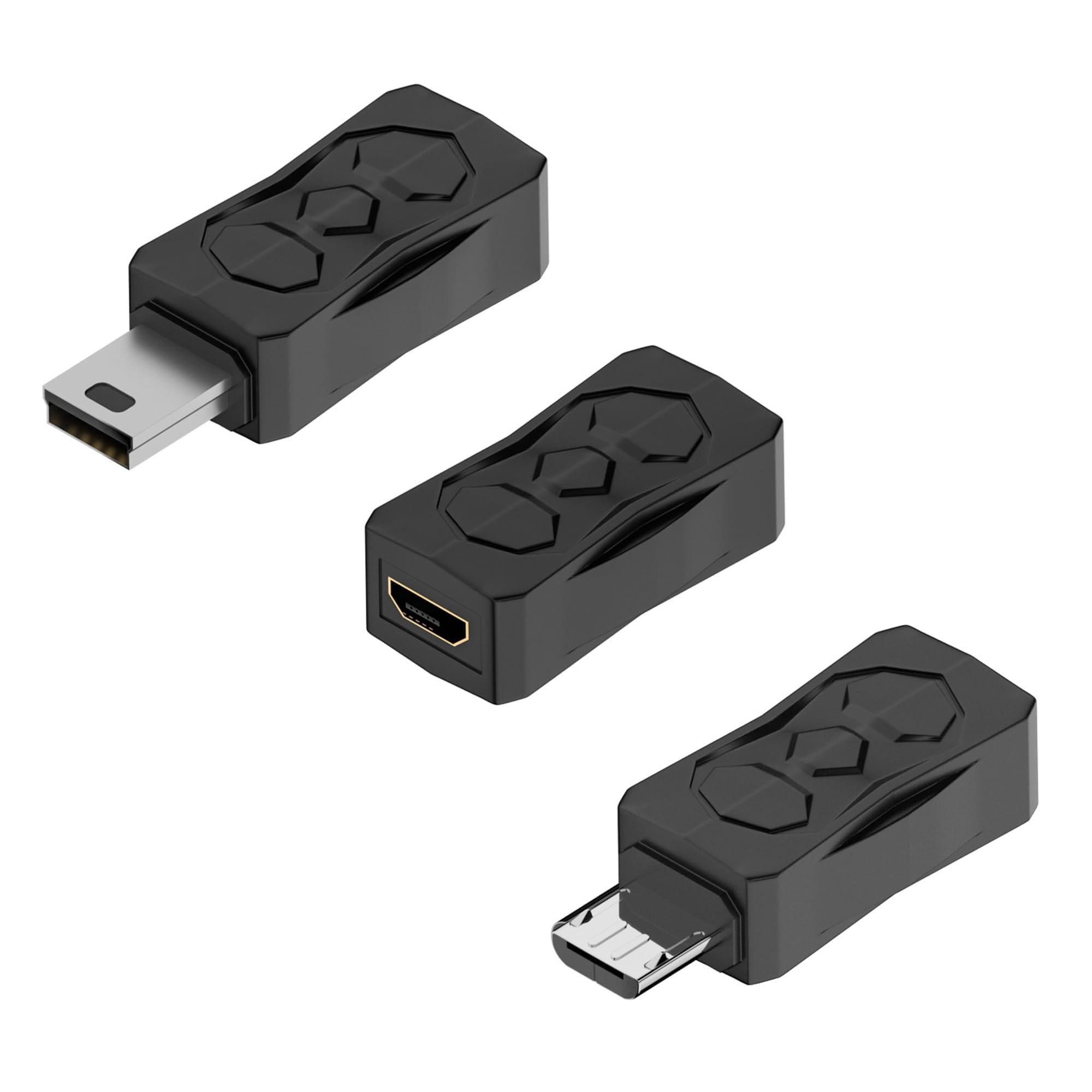 GELRHONR 3PCS Micro USB to Mini USB Adapter, Micro USB Male to Mini USB 2.0 Female Converter Support 5V/2ACharge & 480MbpsData Sync for MP3 Player, Dash Cam, Digital Camera(Micro to Mini)