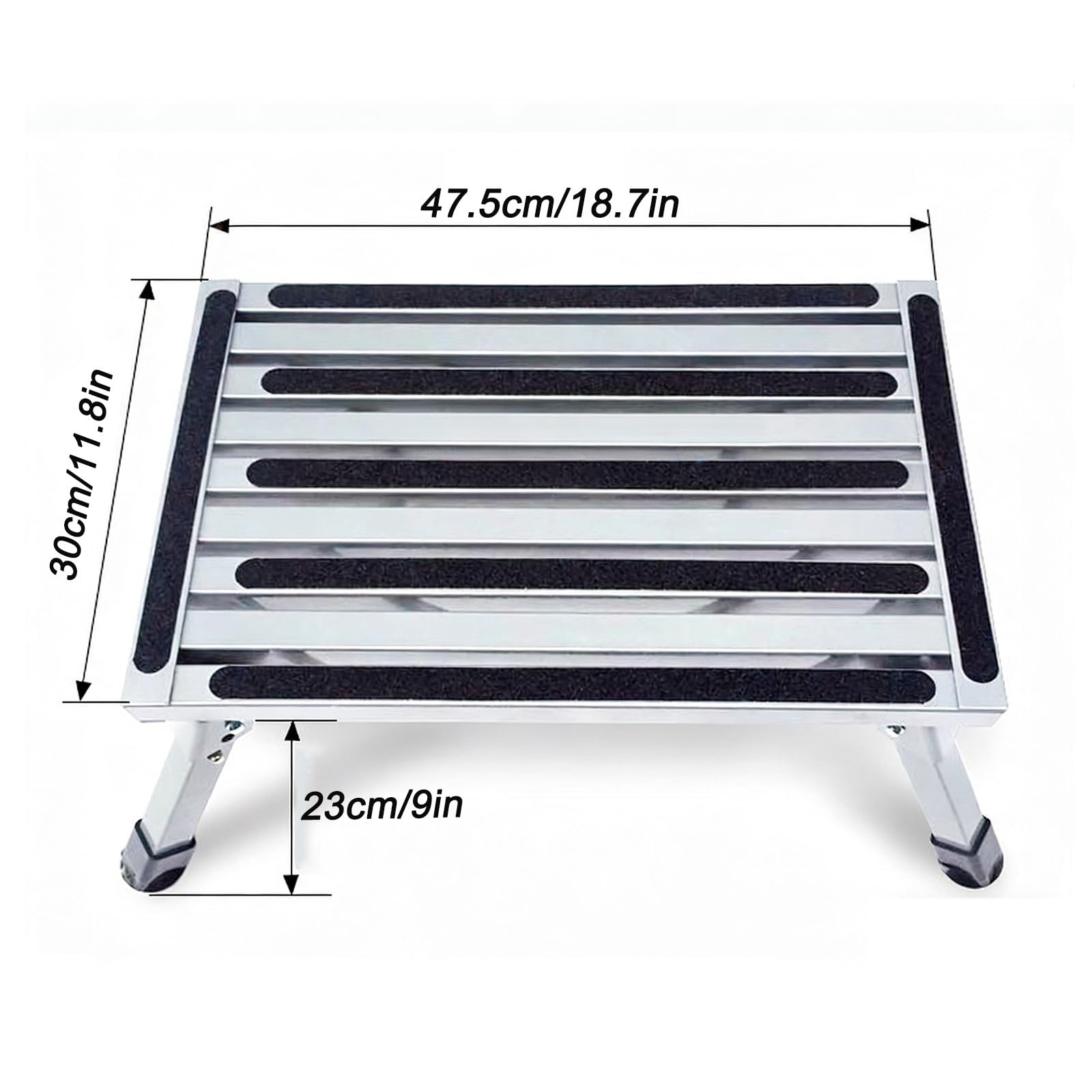 Składany Stopień do Kampera, Aluminiowa Platforma Składana wys 23 cm, Antypoślizgowe Schodki Kempingowe, Udźwig 150 kg do Kamperów i Przyczep Kempingowych