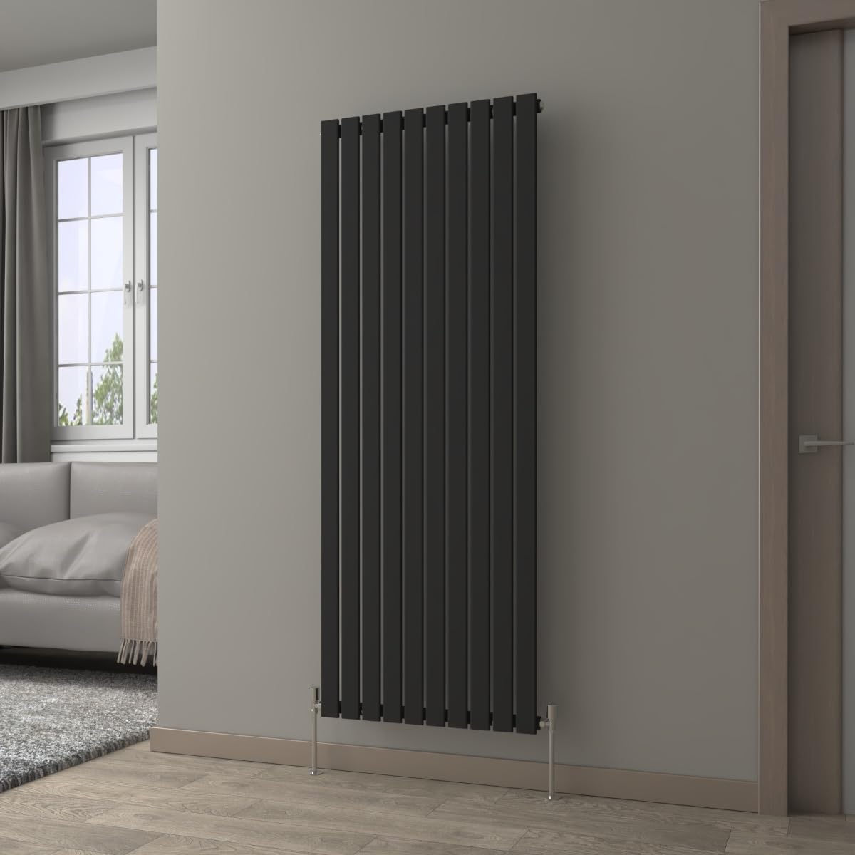 NRG Black Vertical 1800x680mm Single Flat Panel Radiator Central Heating for Bathroom/Kitchen/Living Room — image 1