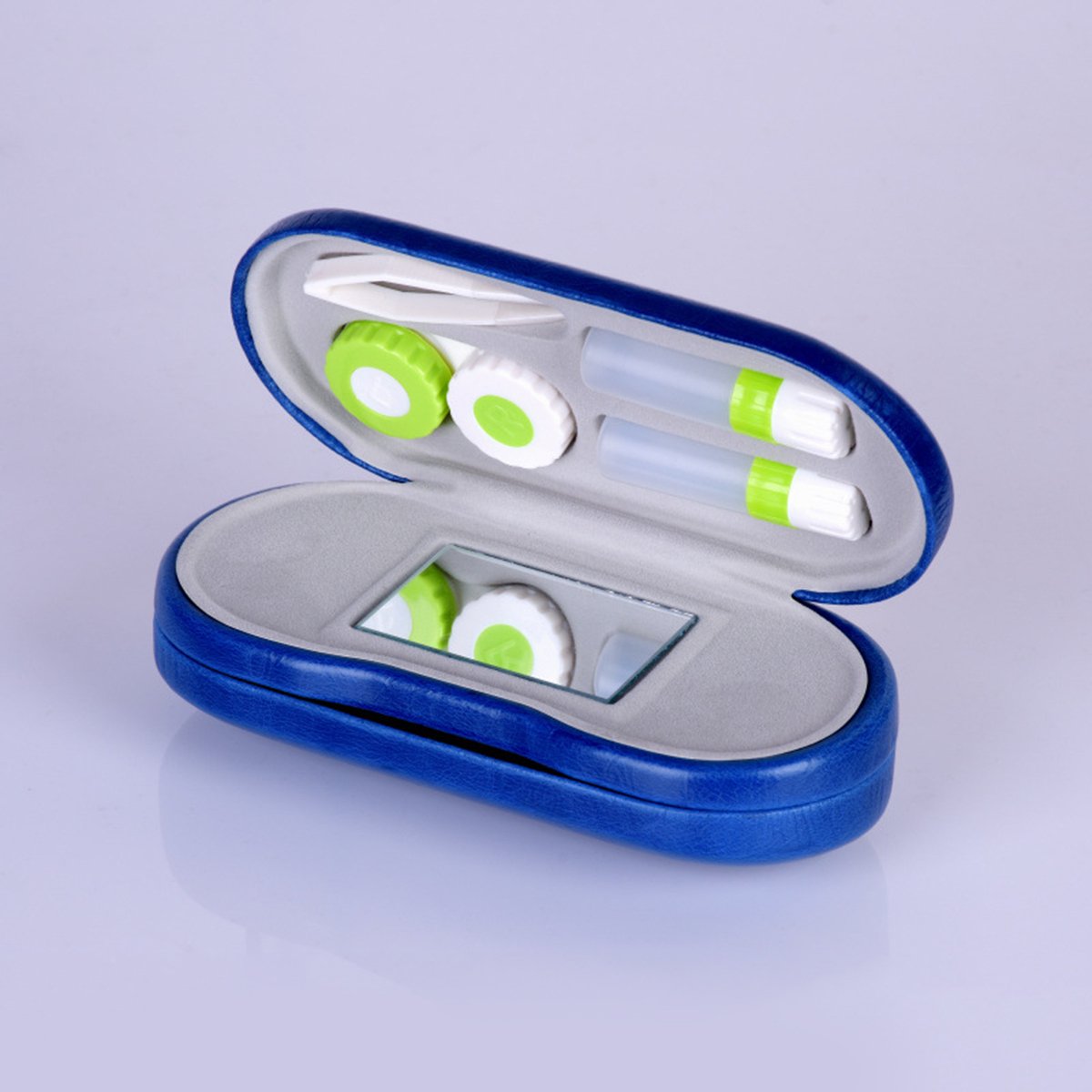 ROSENICE 2-in-1 Brillenetui mit integriertem Spiegel für Brille und Kontaktlinsen