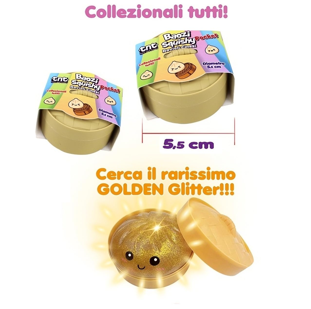 Baozi Squishy morbido Kawaii antistress pocket 5,5 cm – Giocattolo per bambini soft touch sensoriale Raviolo Cinese - colleziona tutti i colori e scegli quanti Baozi ricevere ! (1, Pocket)