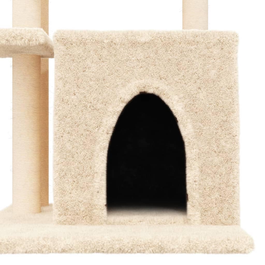 Kratzbaum Katze mit Sisal Stamm, Kletterbaum mit Höhle und Hängematte, Plüsch Liegemulde, kratzbrett, Spielturm für Klettern, Spielen, Schlafen in Wohnung und Balkon, 59,5 x 59 x 83,5 cm