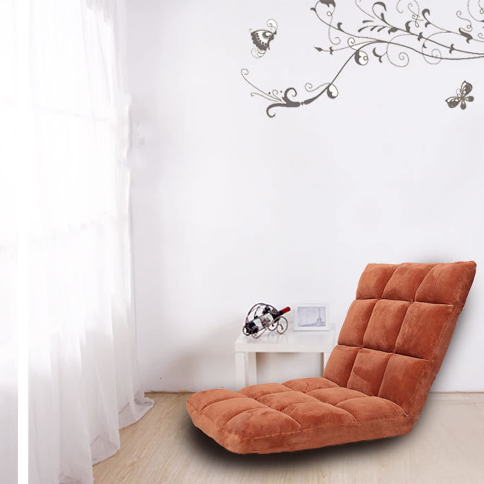 PURRL Sofá Plegable para Suelo, Silla, sofá Perezoso, sofá Individual pequeño, Suelo para Juegos, cojín Suave Ajustable, sofá reclinable, marrón, 110x53x14cm Little Surprise