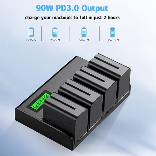 Miniatura 4 de Binval Cargador rápido de 4 canales para Sony NP-F550 NP-F570 NP-F750 NP-F770 NP-F930 NP-F950 NP-F960 NP-F970 Sony DCR-VX2100 DSR-PD150 DSR-PD170