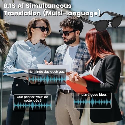 Vista 2 de Al - Lentes inteligentes, lentes de cámara de 8 MP con traducción en tiempo real y análisis de objetos, grabación de video HD 1080P, no requiere