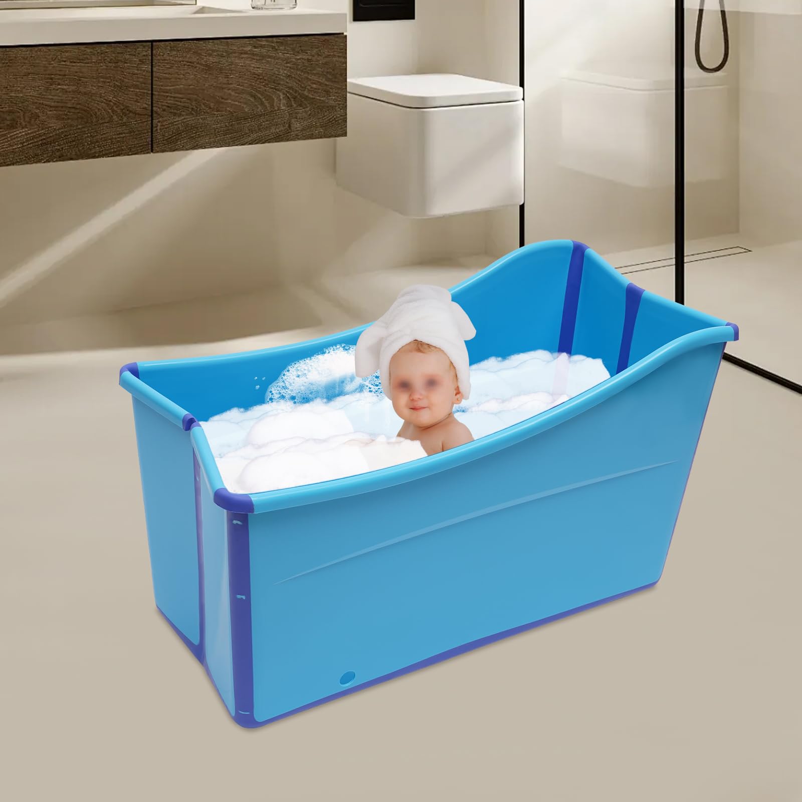 Baignoire Pliable,Baignoire Pliante Mobile Baignoire Sauna Adulte Baignoire Pliante Qualité,Pour la Salle Bain des Adultes,La Salle Bain Enfants(Bleue)