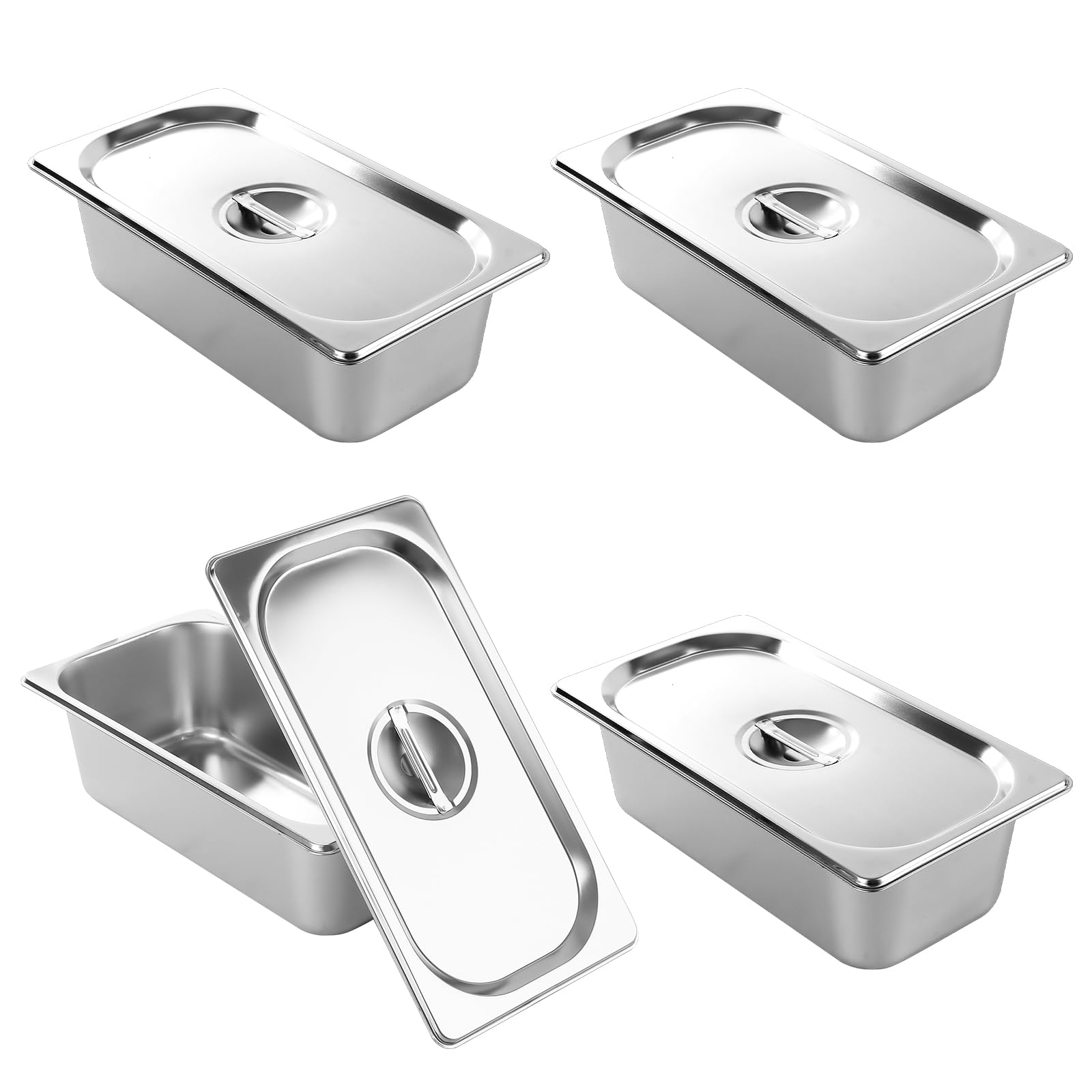 YQUK - Confezione da 4 padelle Gastronorm con coperchio, 100 mm di profondità