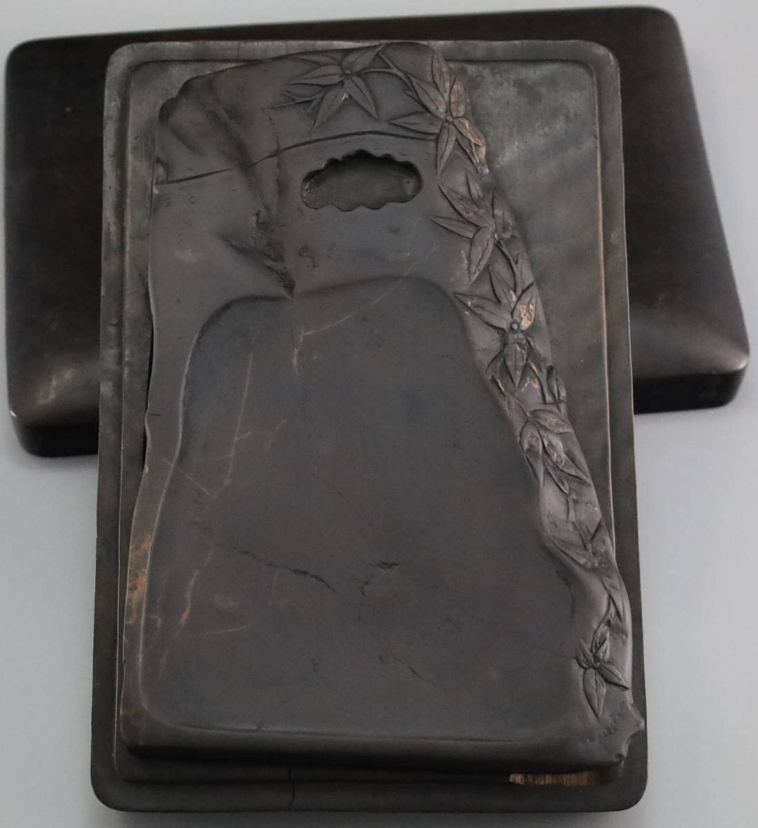 中国の古硯 清 古端渓水岩 長方硯 天青色 11.5×7.7×2.3CM 唐物 文房具  