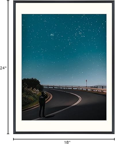 Vista 260 de Frametory - Marco de aluminio de 11 x 14 para fotos de 8 x 10 (en pulgadas), con paspartú marfil, de pared, con gancho de sierra, pestañas Bronce