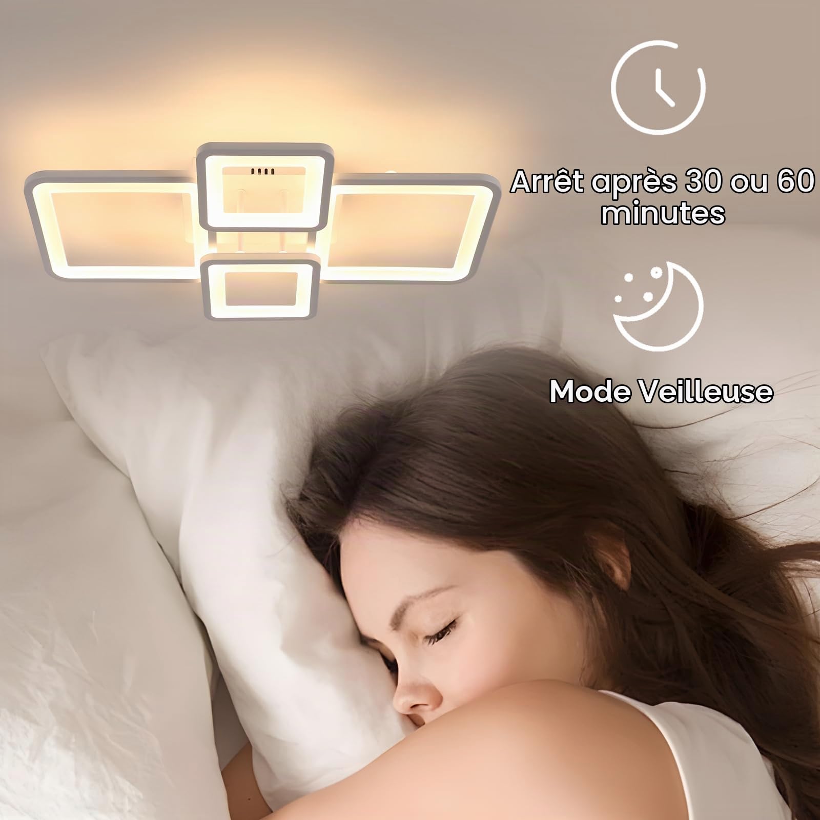 54W Plafonnier LED Dimmable avec Télécommande/APP 3000K-6500K 62CM