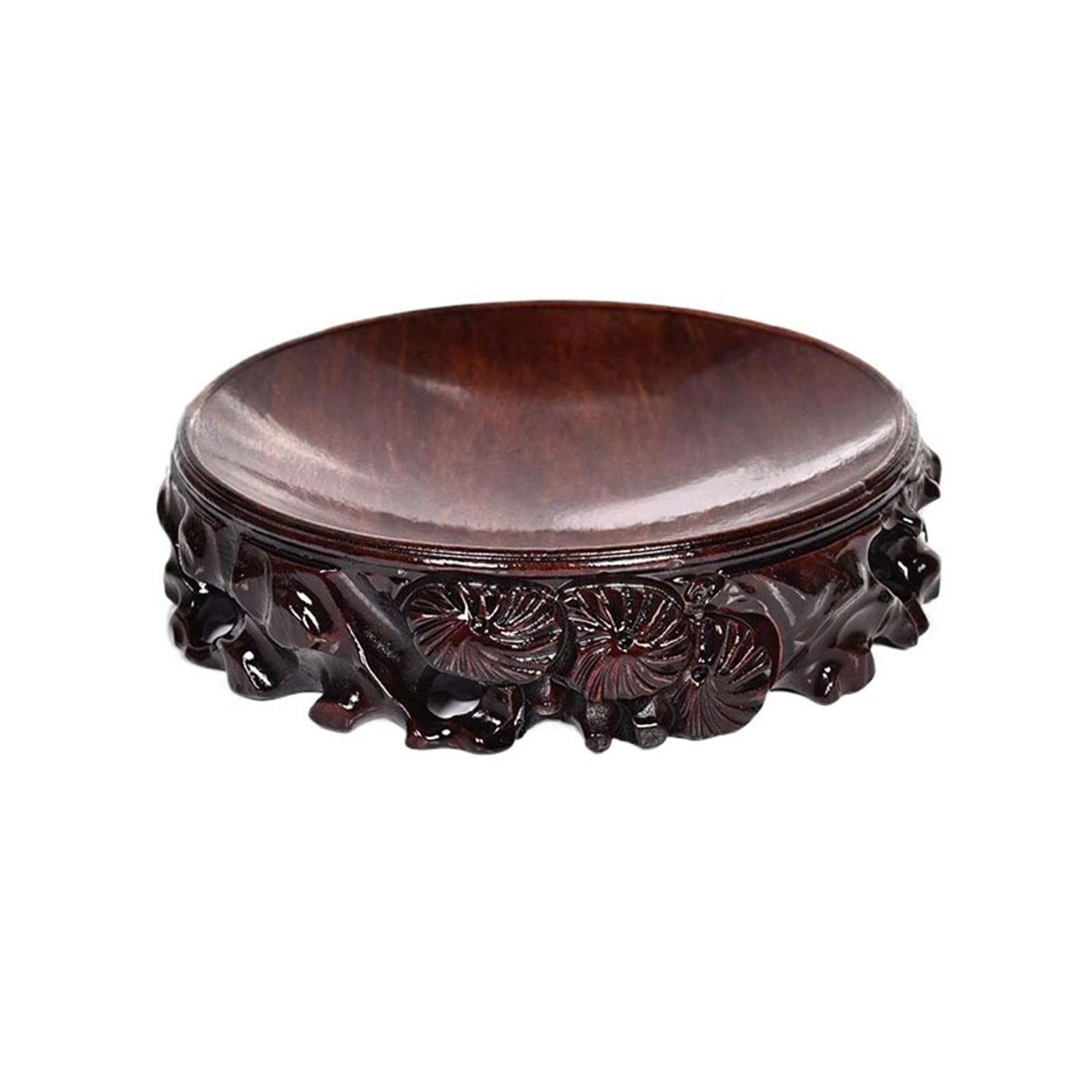 ZENY896V Home Chinese-style Concave Surface Carving Base Miniature Wood Homen Display Pedestal Decor(Large)