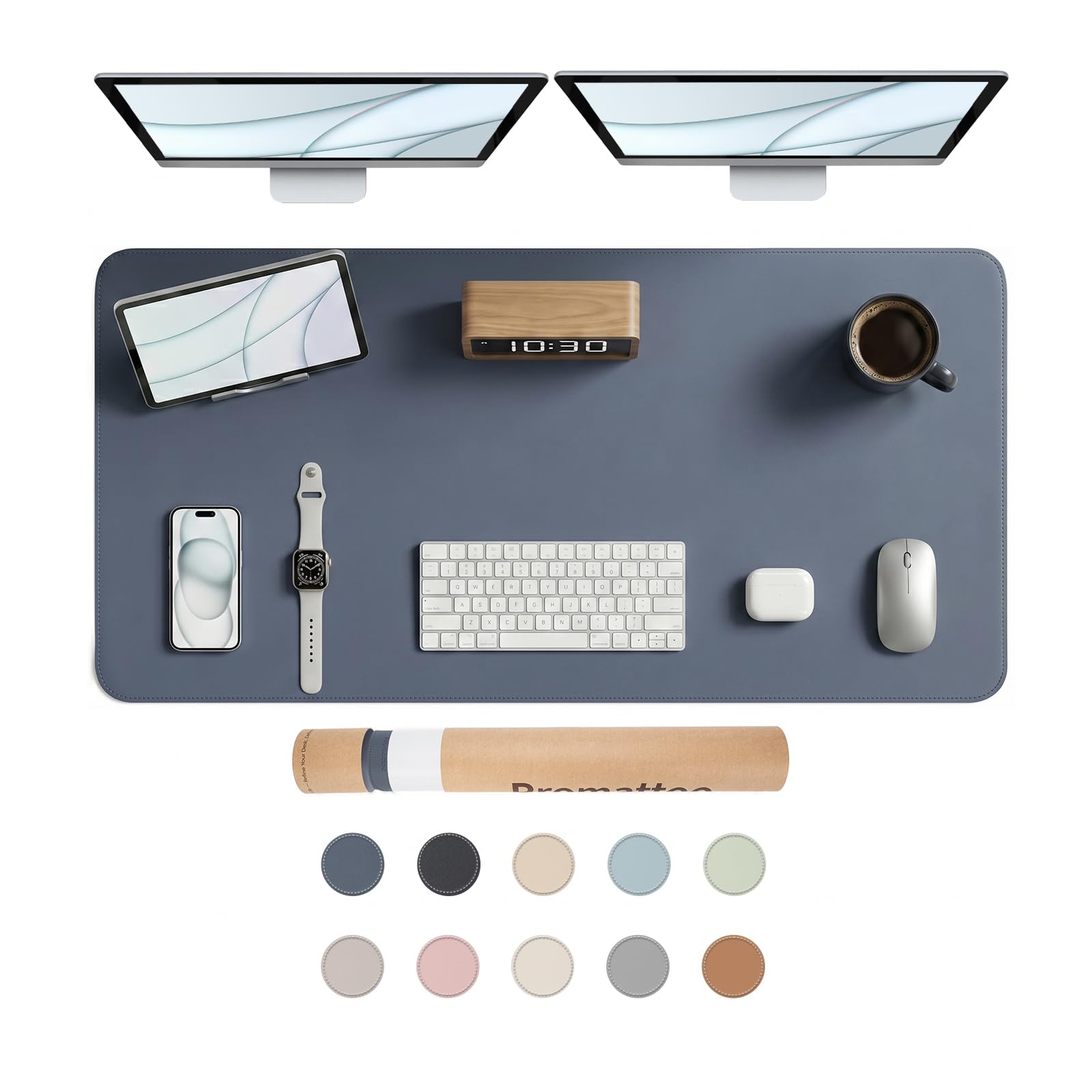 PROMATTOO Large Non-Slip Desk Mat, Waterproof Vegan Leather Desk Pad & Mouse Mat, Extended Desk Protector for Laptop, Office & Home, Smooth Writing Surface with Premium Tube Packaging (120 x 60 cm)