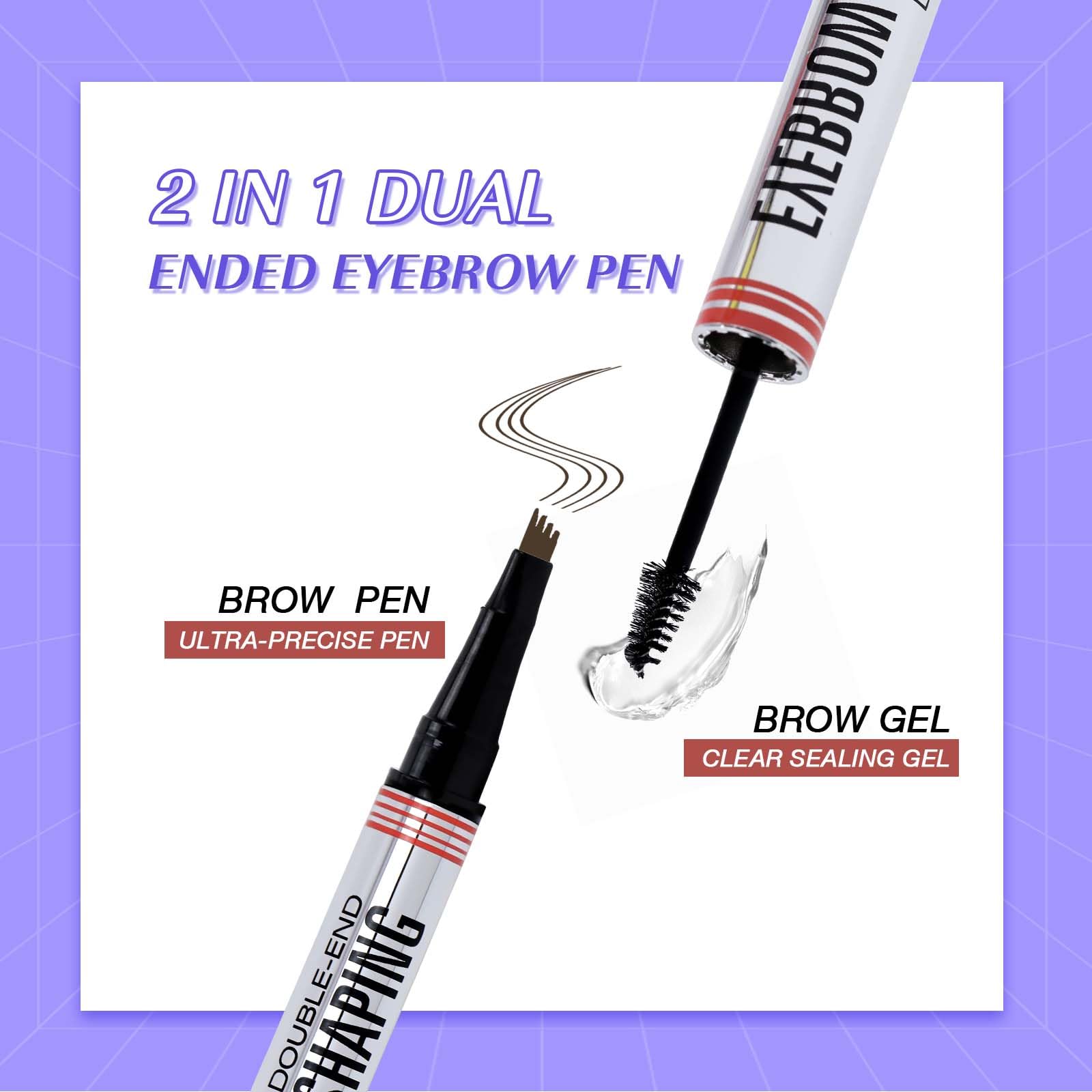 LZM Matita Sopracciglia, Matita Per Sopracciglia Waterproof, Matita Sopracciglia Microblading a 4 Punte, a Lunga Tenuta, Naturale, Fine, per Donne e Uomini (Marrone Scuro)