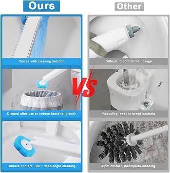 Disposable Toilet Brush & Holder Set with 18 Toilet Wand Replacement Heads | Toilet Wand Kit for Sink Bathtub Wash Basin Mop Poo (Ocean/Lavender/Lemon Scent)
