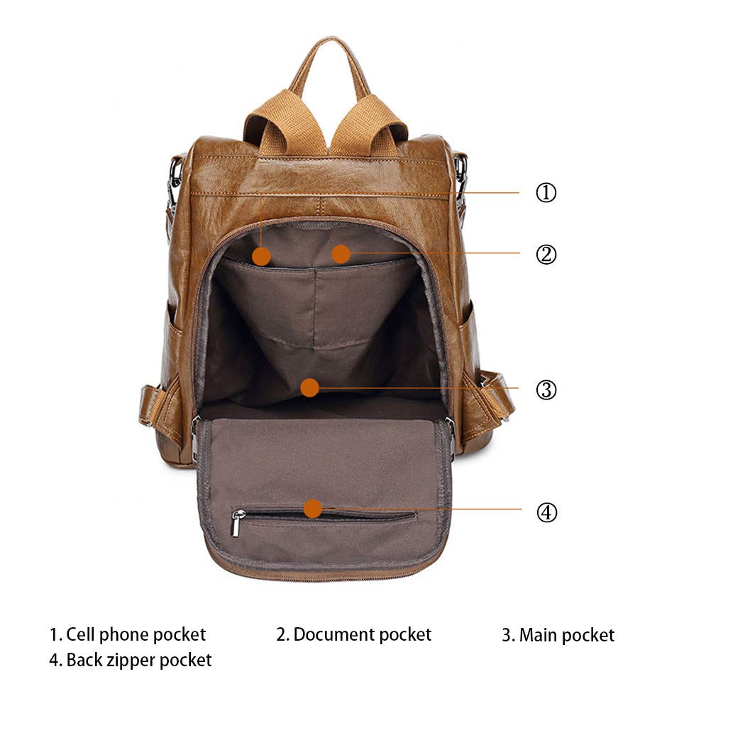DEERWORD Donna Borse a Zaino Borsa a Zainetto Elegante Tracolla Zaini Firmate Marca Zainetti Antifurto PU pelle 5255 1 pz