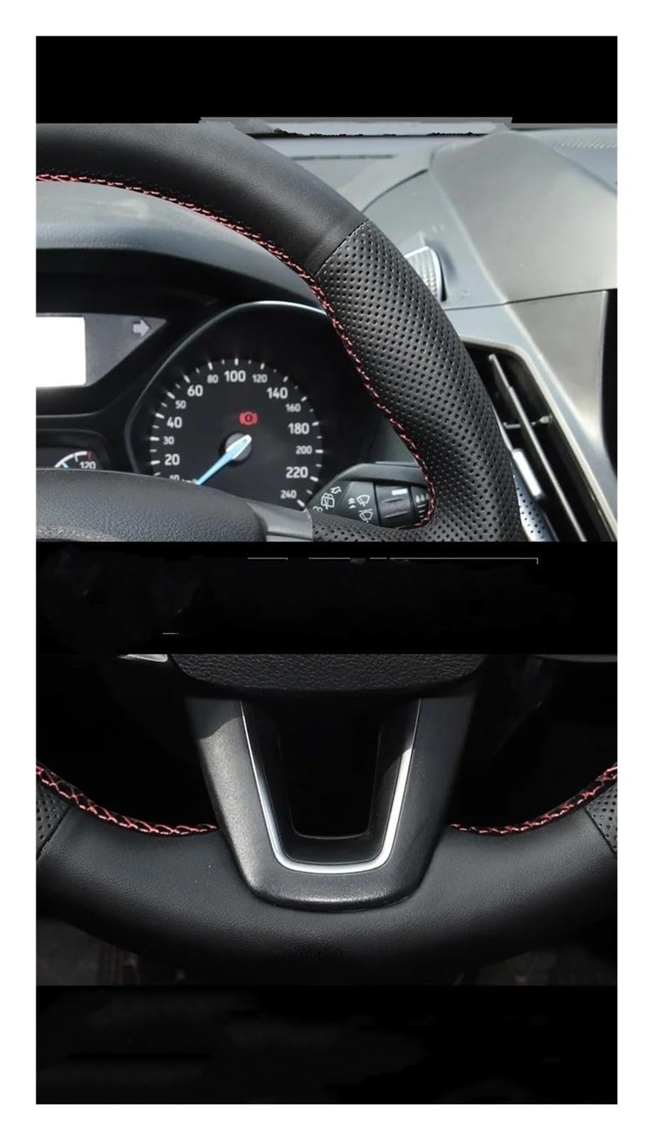 Cubierta Volante Coche Para Volvo Para XC90 Para XC60 Para XC40 Para V90 Para S90 Cuero Negro Protege Interior Funda Volante Coche Cosida A Mano(B)