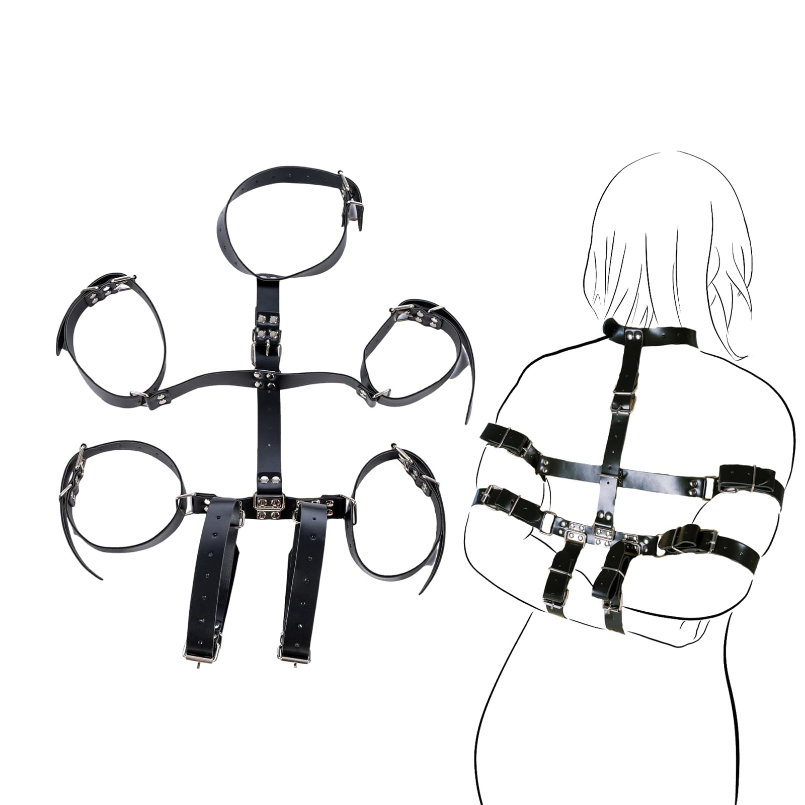 Straitjacket Self Bondage Restraints & Bondage Chevilles Bdsms Restraints Main et Pied Menottes pour Sm Bondage Cordes Bondage Armbinder Selfbondage Petplay Sac de Bondage Cheville C