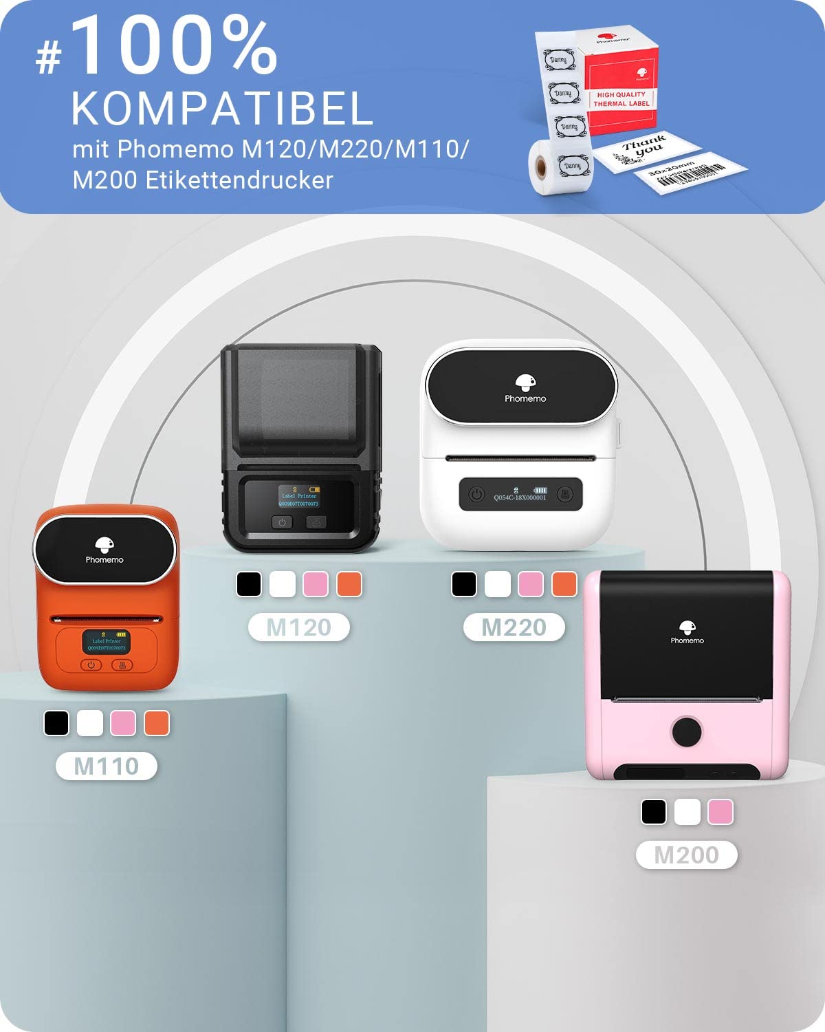 Phomemo 3 rolki etykiety termicznej, samoprzylepna etykieta, kompatybilna z drukarką etykiet Phommeo M120/M110/M200/M220/M221, nadaje się do biura, gospodarstwa domowego, szkoły, 30 x 20 mm, 320
