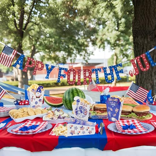 Image of 24Pcs 4th of July Party Popcorn Boxes Patriotic Party Candy Cookie Popcorn Container for Independence Day Theme Party Decorations