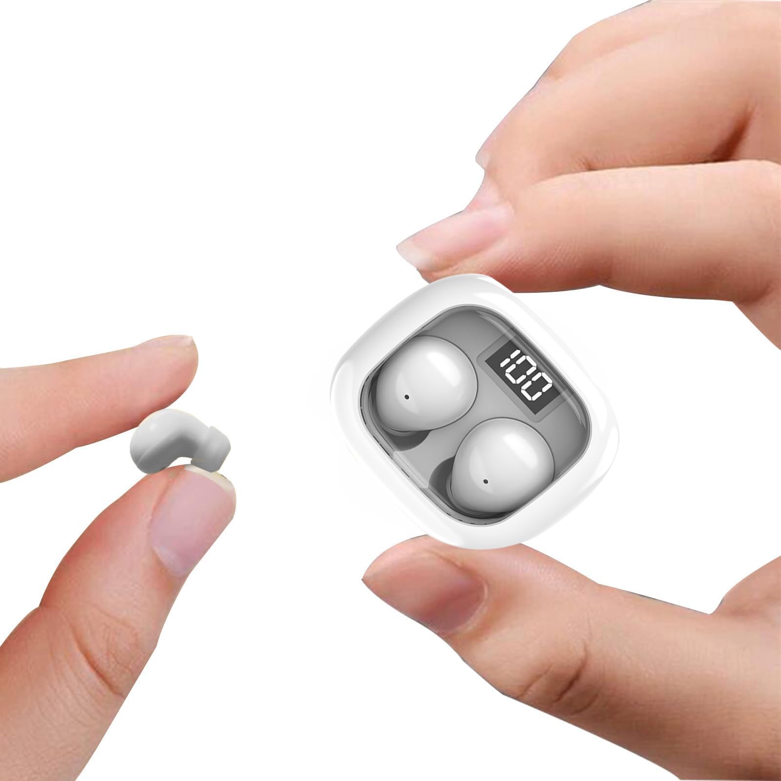 Syzplnwy Cuffie e auricolari wireless Bluetooth per dormire lateralmente, con cancellazione del rumore, invisibili, ultra piccoli, adatti per orecchie piccole, colore: bianco