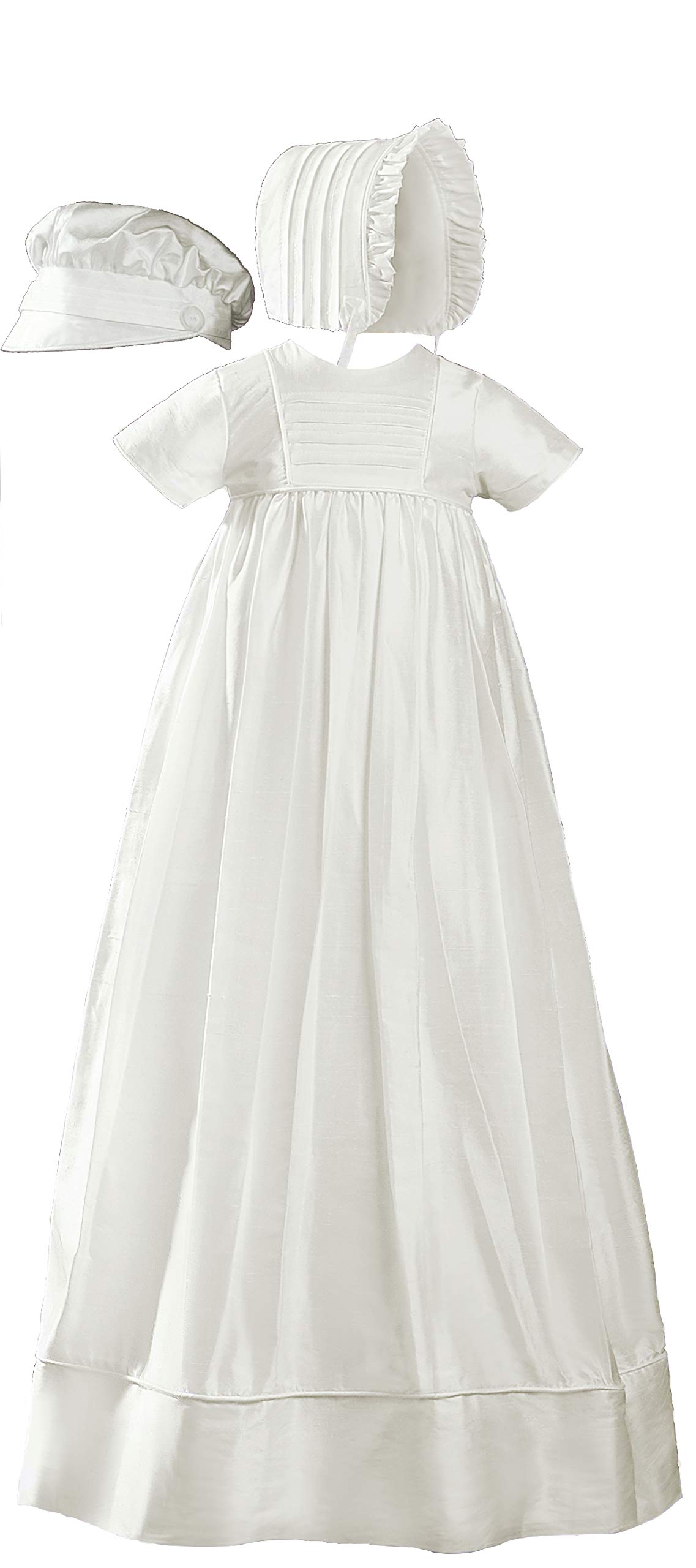 Short Sleeve Silk Dupioni Christening Baptism Family Gown, 06 Month White