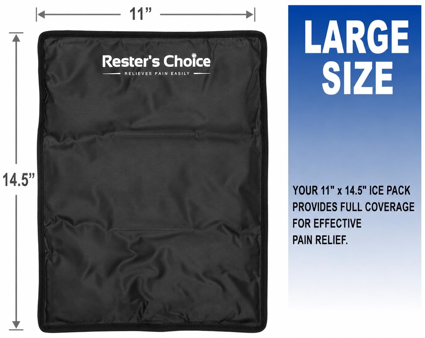 Rester's Choice Bolsa de hielo reutilizable para lesiones (estándar grande: 11 x 14.5) para cadera, hombro, rodilla, espalda, compresa caliente y fría para hinchazón, moretones, cirugía, terapia de