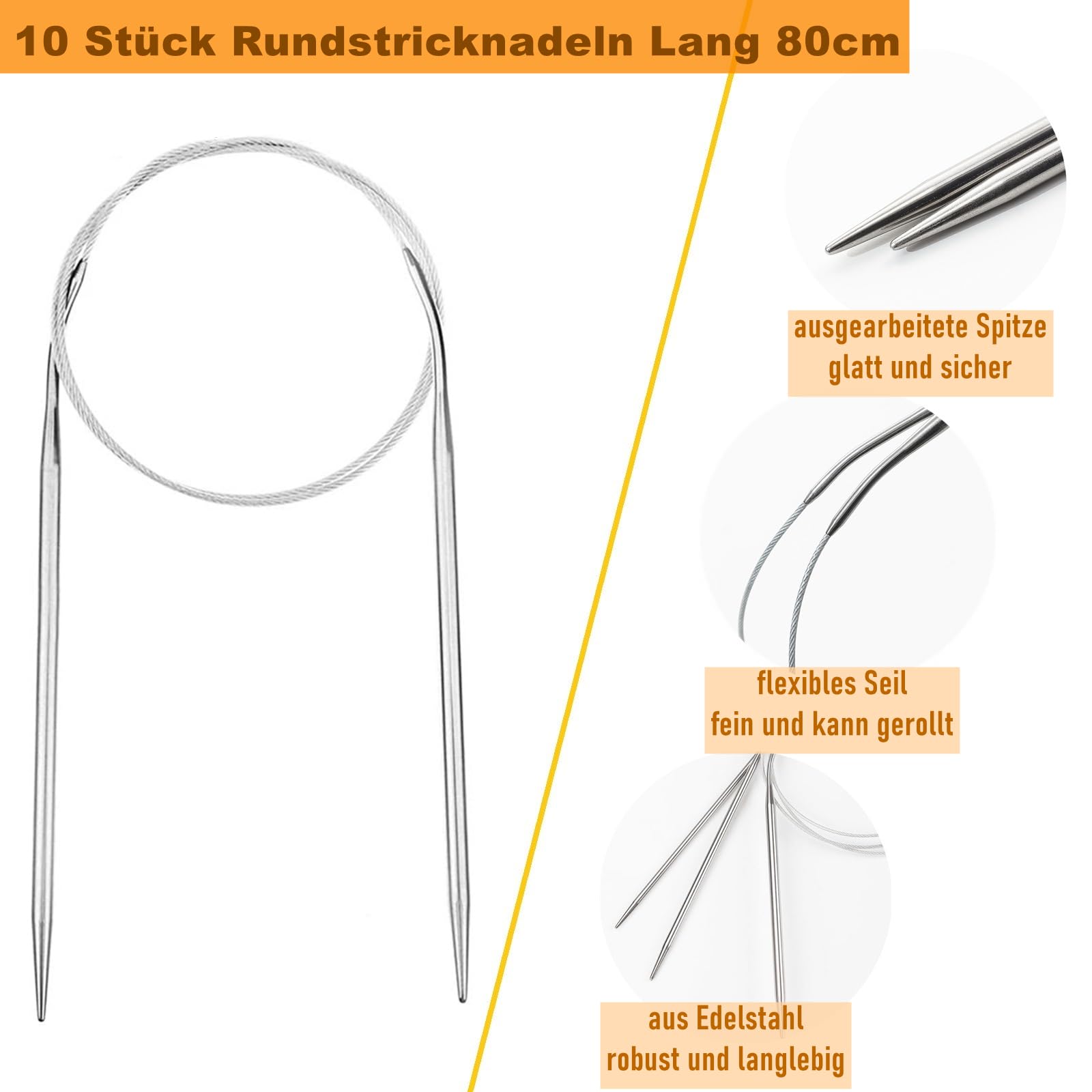 Addi Unicorn Rondbreinaalden 80cm - Diverse maten - Laura Haakt