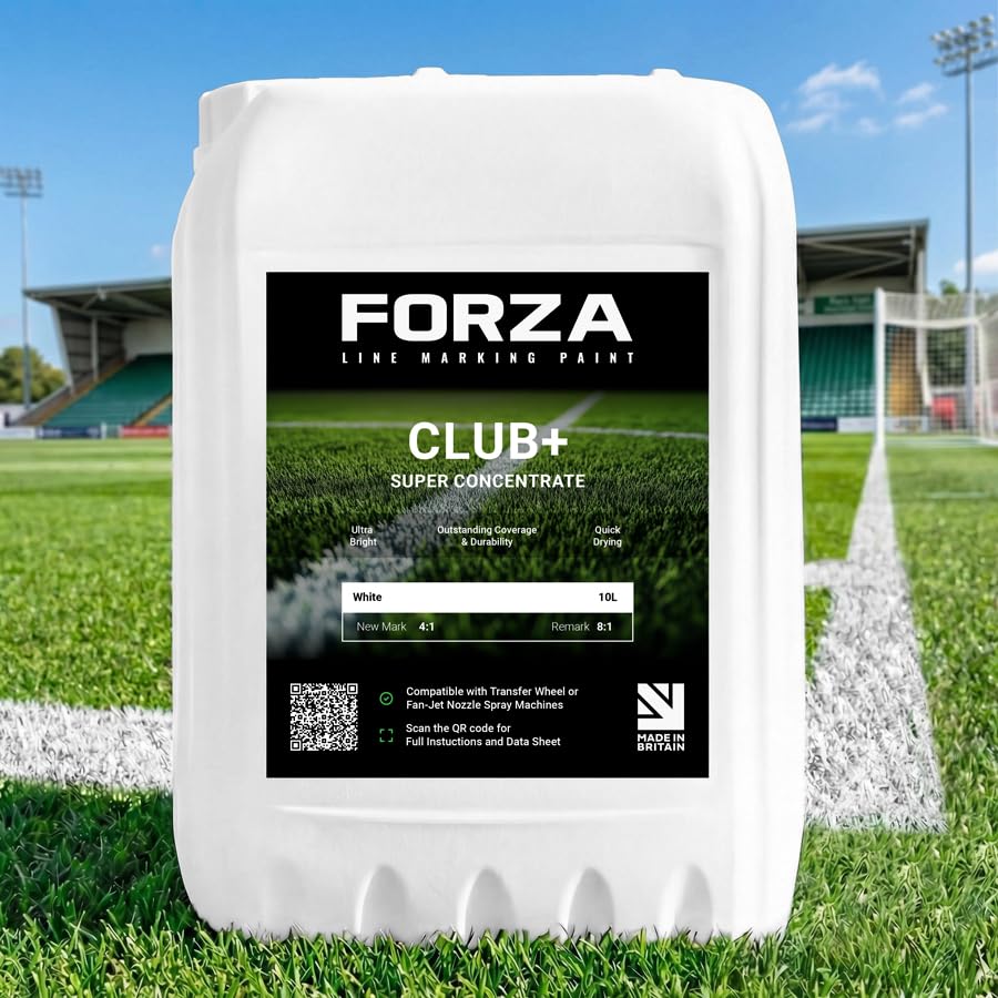 FORZA Grass Pitch Line Marking Paint Concentrates [Club+] | 10L - 15KG | Premium Grade, Weather Resistant Formula - Suitable for Wheel & Spray Machines - Pack of 1, 3, 5