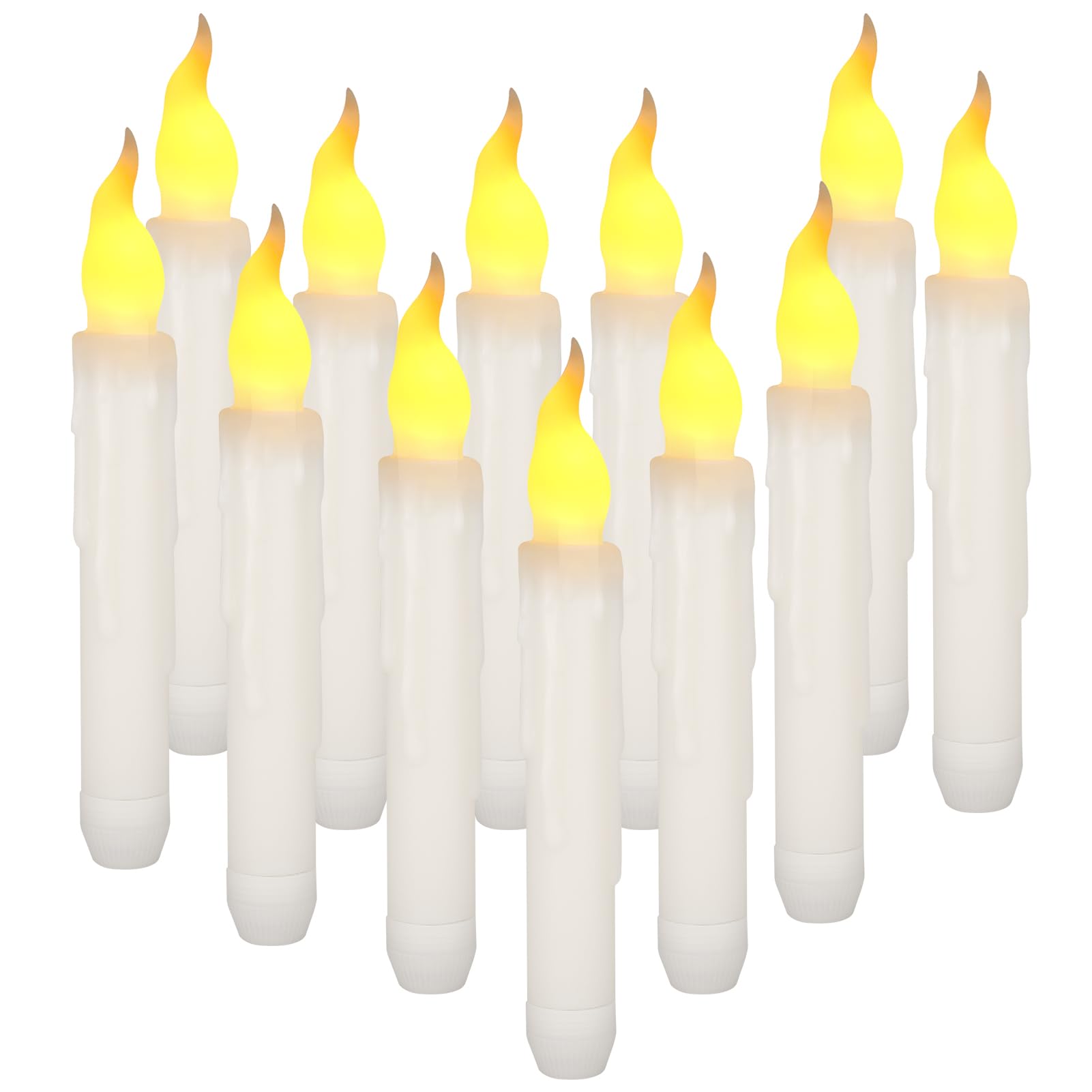Yeahmart 12PCS LED Taper Candle Lights, Flameless Battery Operated Window Candles for Christmas Wedding Churches Birthday Party Decorations, Warm White, Dia 0.79 x 6.5 Inch