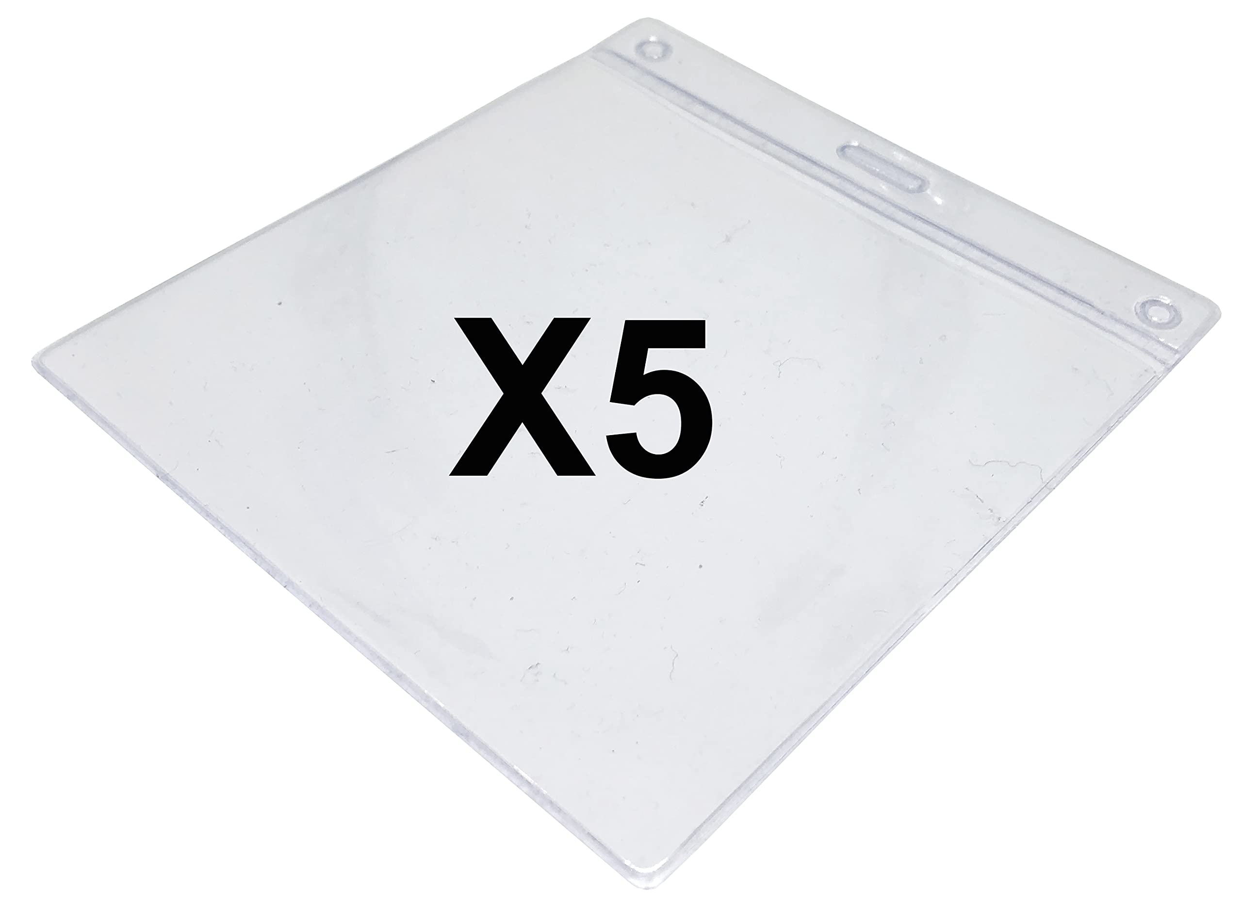 PCL Media ltd Clear Flexible Plastic ID Card Holder Pocket Wallet Extra Large Insert Size (105 x 110mm) Pack of 5 Plastic Lanyard Card Holder Clear