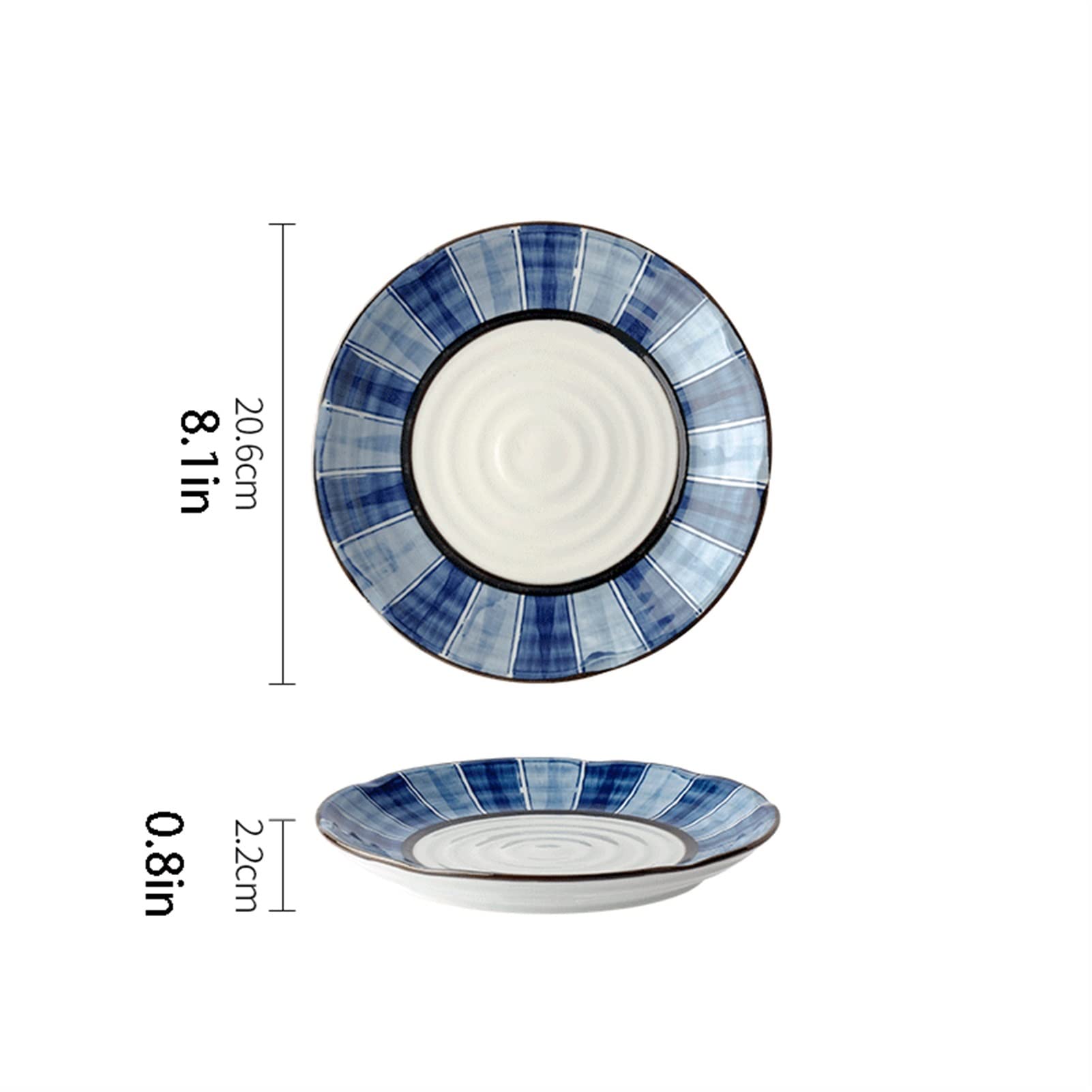 Salade, Porcelaine, Assiette à Steak Ronde en Porcelaine Chinoise Vintage de 8,1 Pouces, allant au Micro-Ondes et au Lave-Vaisselle, Assiettes à Salade