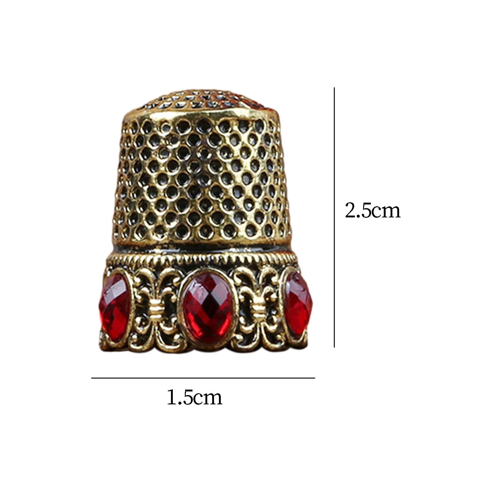 Juego de 10 dedales de costura duraderos para bordar, accesorios de bordado, cristal dorado, 1,5 x 1,5 x 2,5 cm
