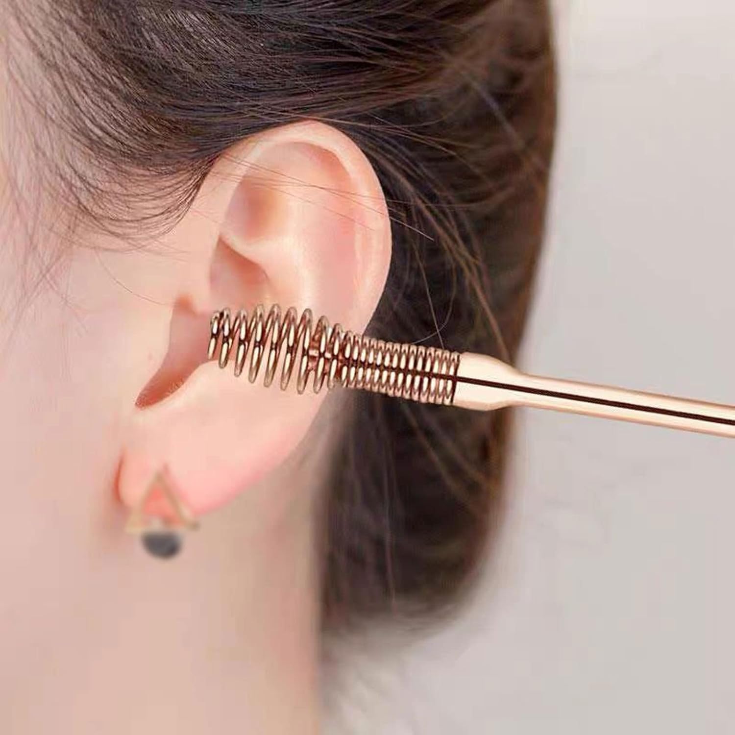 Earwax Removal Rose Gold Stainless Steel Spiral Earpick Ear Scoop Earwax Digging Tools Curette Spoon Care Clean Toolear Cleaner(1pc Rose Gold)