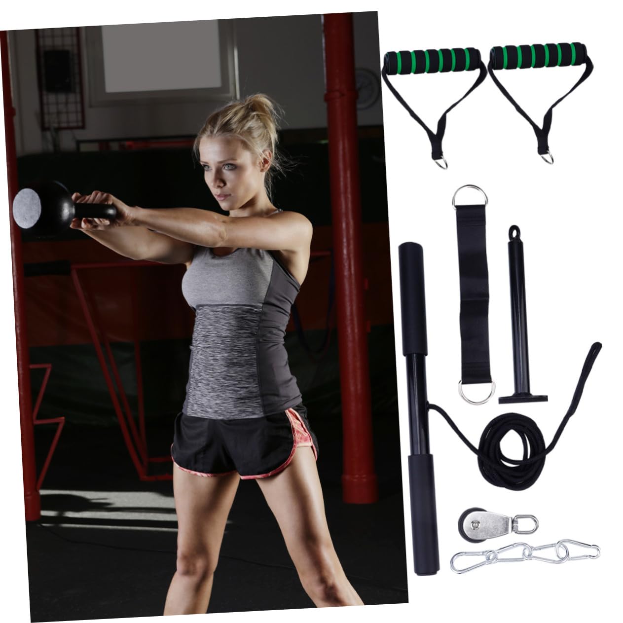 Anneome Juego de Poleas y Cables para Fitness 11 Piezas, Metal, Portátil