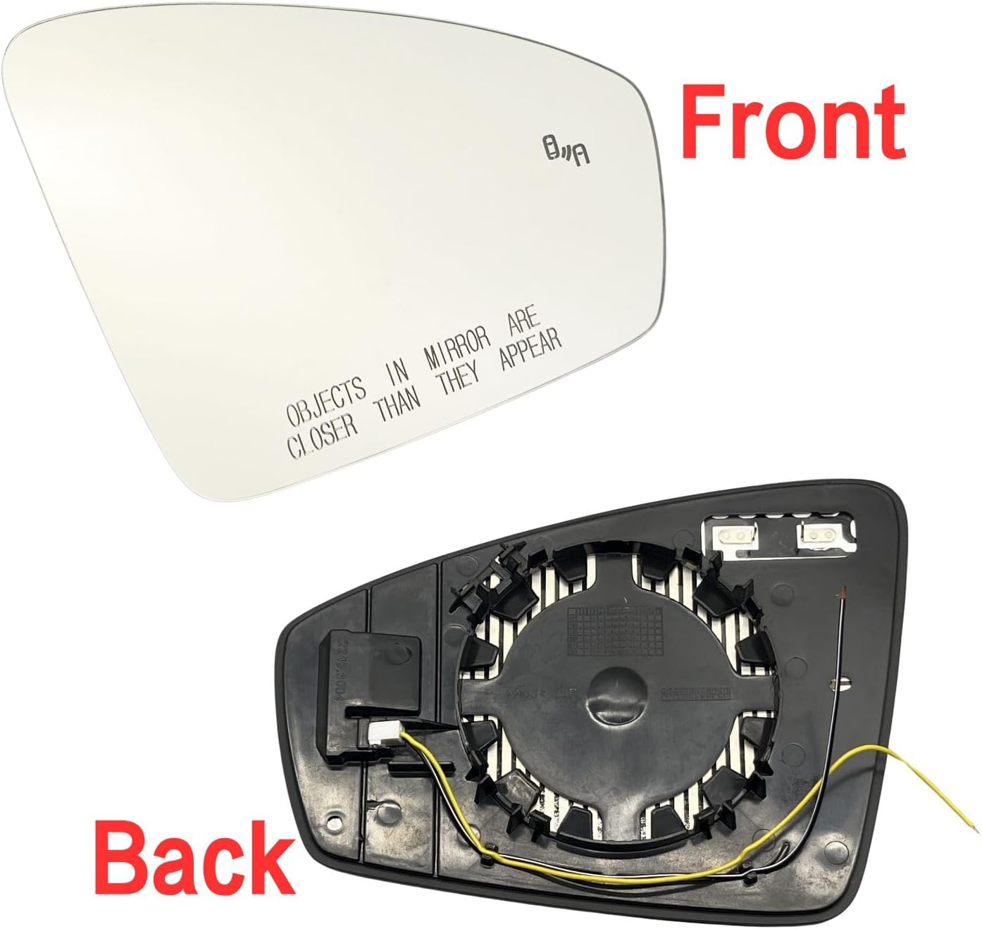 Right Passenger Side Mirror Glass Heated w/Blind Spot Without Auto Dimming Compatible with for VW Tiguan 2018-2023 Right Side View Mirror Replacement Glass (Blind Spot Passenger Right Side)