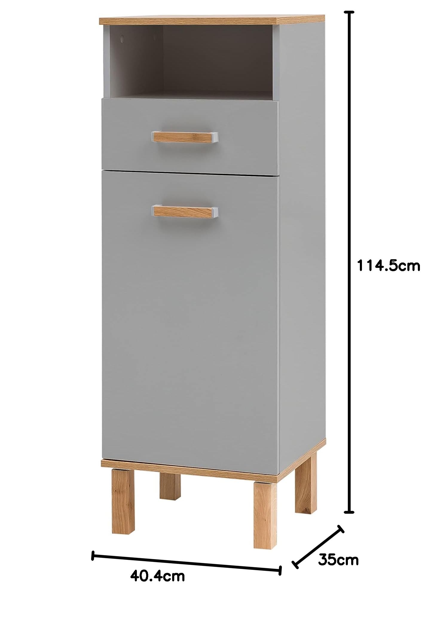 Buffet Haut Schildmeyer Padua - Style Campagne Gris Platine/Chêne - 67x35x114.5 Cm