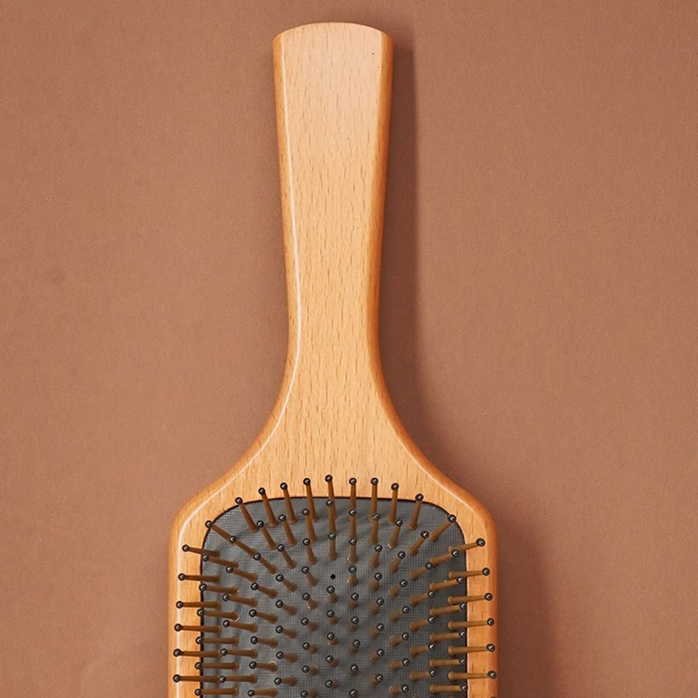 Szczotka do włosów, damska szczotka do strzyżenia włosów z naturalnego drewna bukowego, ergonomiczny uchwyt, wygodna poduszka powietrzna do rozczesywania, wygładzania, naturalnych włosów